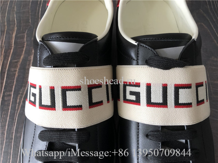 Super Quality Gucci Ace Stripe Leather Black Sneaker