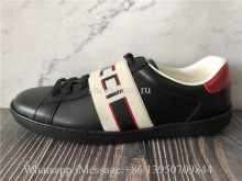 Super Quality Gucci Ace Stripe Leather Black Sneaker