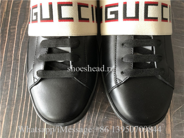 Super Quality Gucci Ace Stripe Leather Black Sneaker