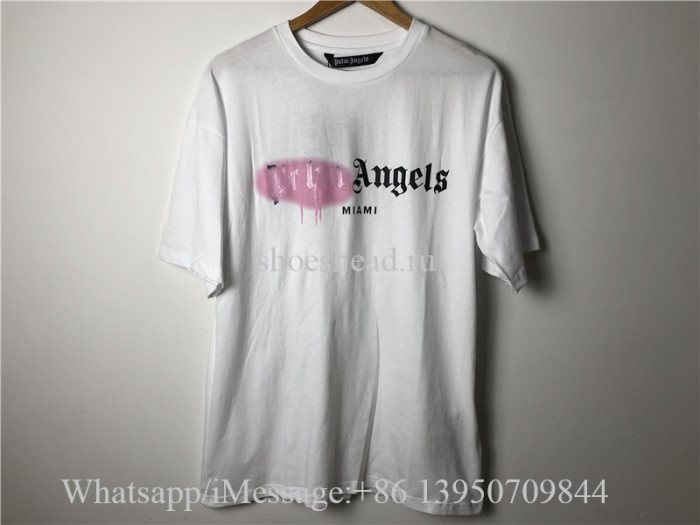 Palm Angels White Shirt With Pink Logo