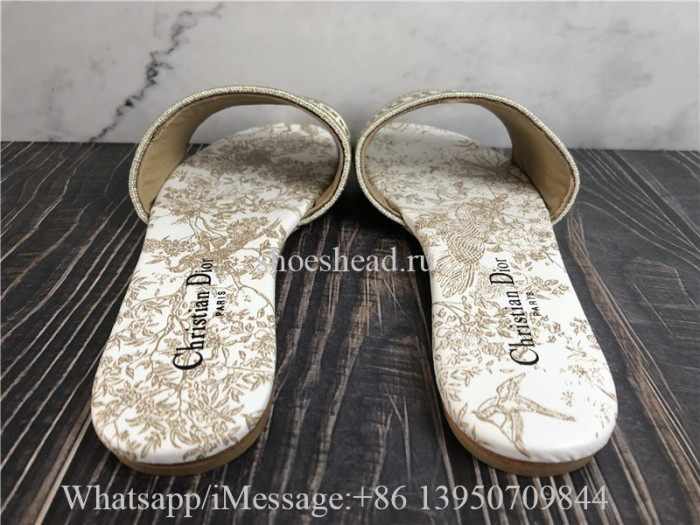 Dior Dway Slide White And Gold-Tone