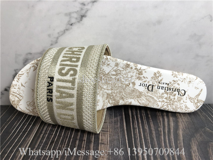 Dior Dway Slide White And Gold-Tone