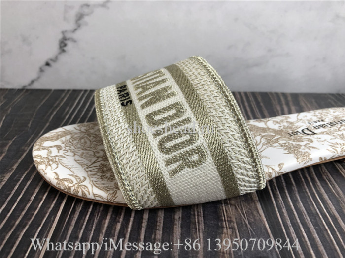Dior Dway Slide White And Gold-Tone