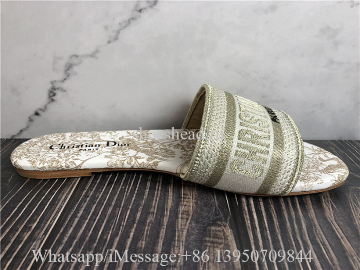 Dior Dway Slide White And Gold-Tone