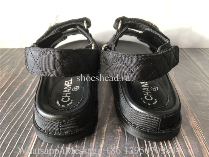 Chanel Quilted Crystal CC Dad Chunky Sandals