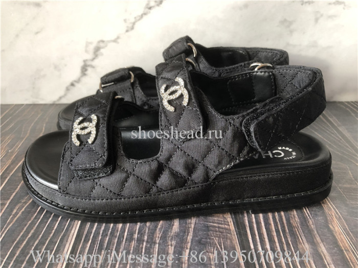 Chanel Quilted Crystal CC Dad Chunky Sandals