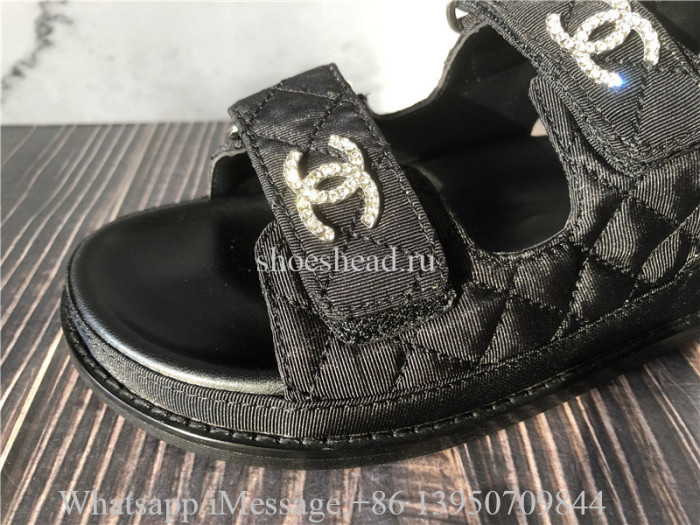 Chanel Quilted Crystal CC Dad Chunky Sandals