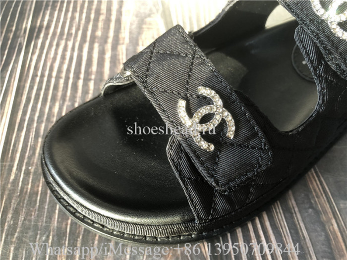 Chanel Quilted Crystal CC Dad Chunky Sandals