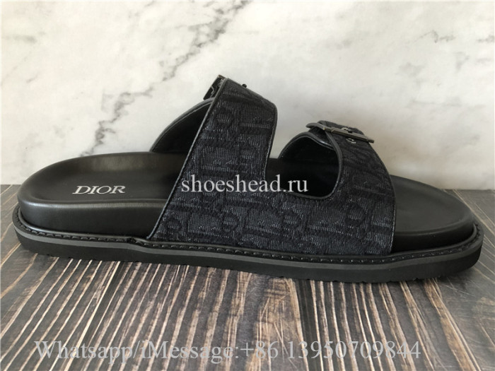 Dior Aqua Sandals Black Oblique Canvas