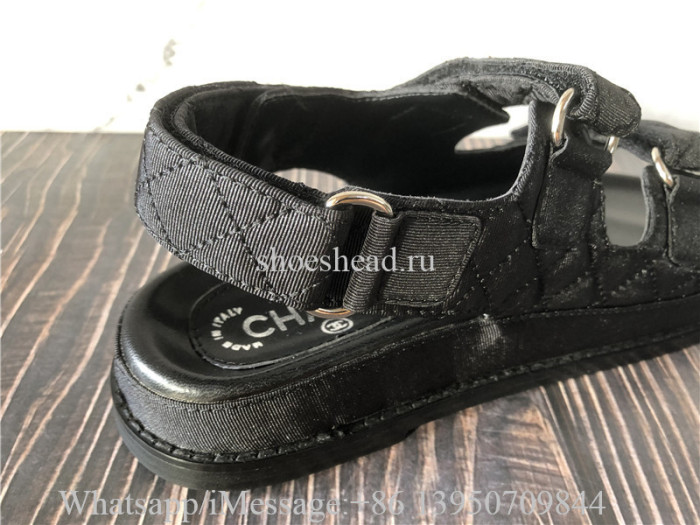 Chanel Quilted Crystal CC Dad Chunky Sandals