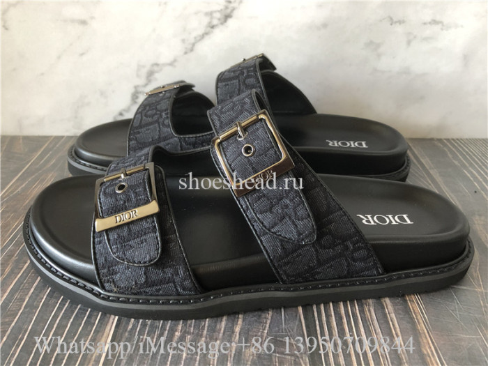 Dior Aqua Sandals Black Oblique Canvas