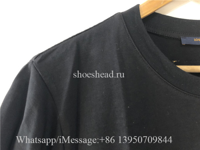 Louis Vuitton Blue Logo Black Tee Shirt