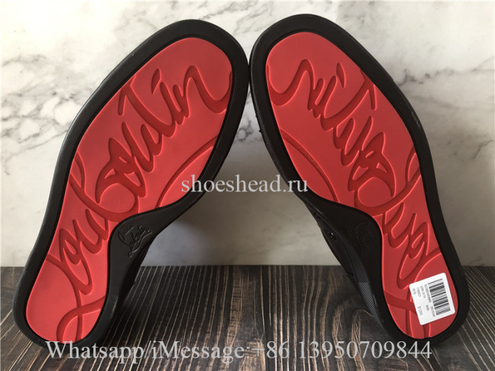 Christian Louboutin Spike Flat Low Top Sneaker Black Leather
