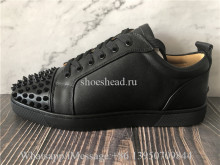 Christian Louboutin Spike Flat Low Top Sneaker Black Leather