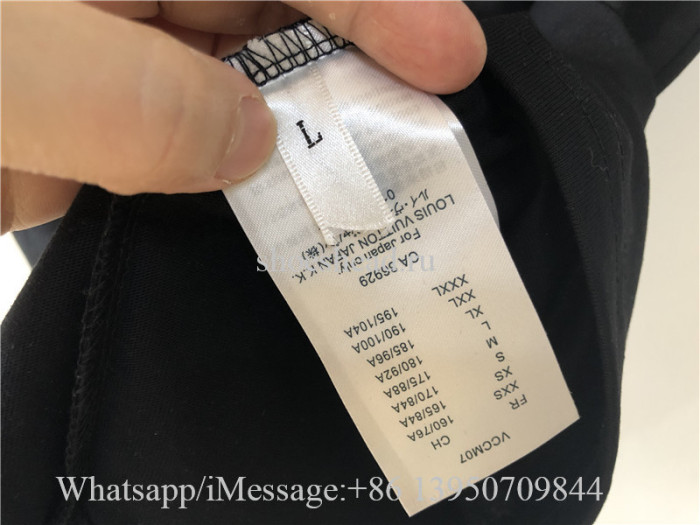 Louis Vuitton Blue Logo Black Tee Shirt