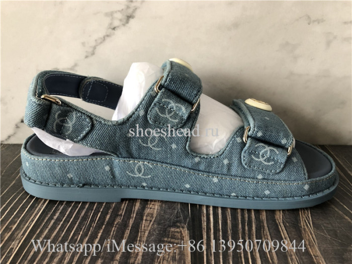 Chanel Dad Blue Denim Sandals