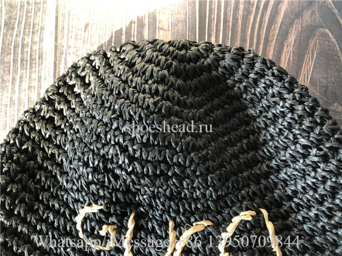 Gucci Black Woven Straw Hat