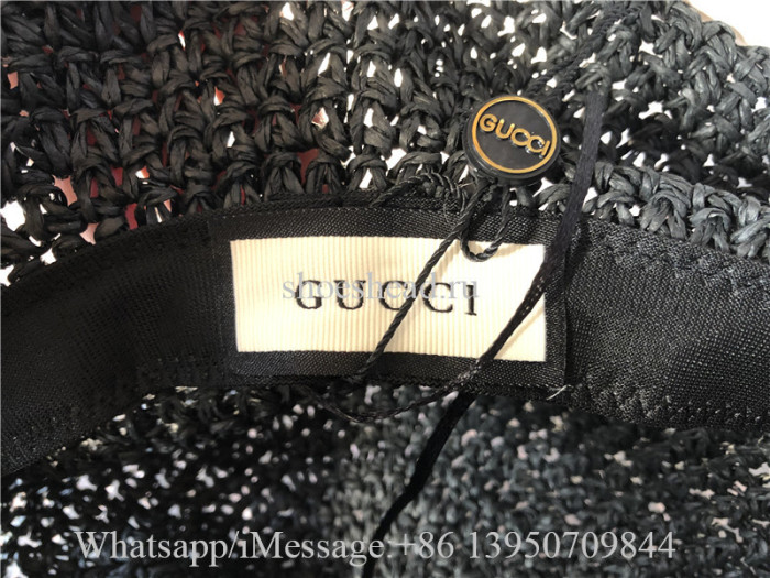 Gucci Black Woven Straw Hat