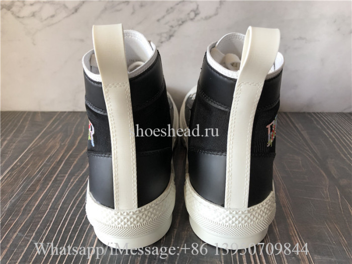 Dior B23 High Top Black Oblique With Flower Pattern