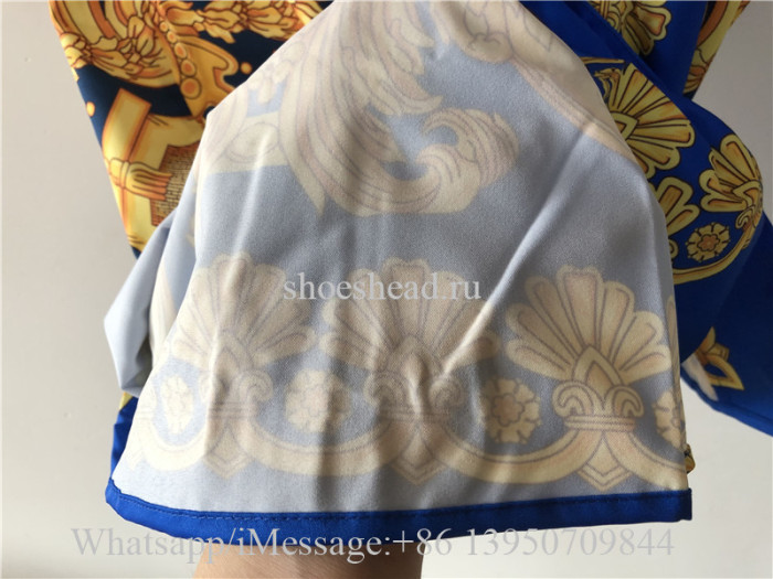 Versace Barocco Print Silk Shirt Blue Yellow