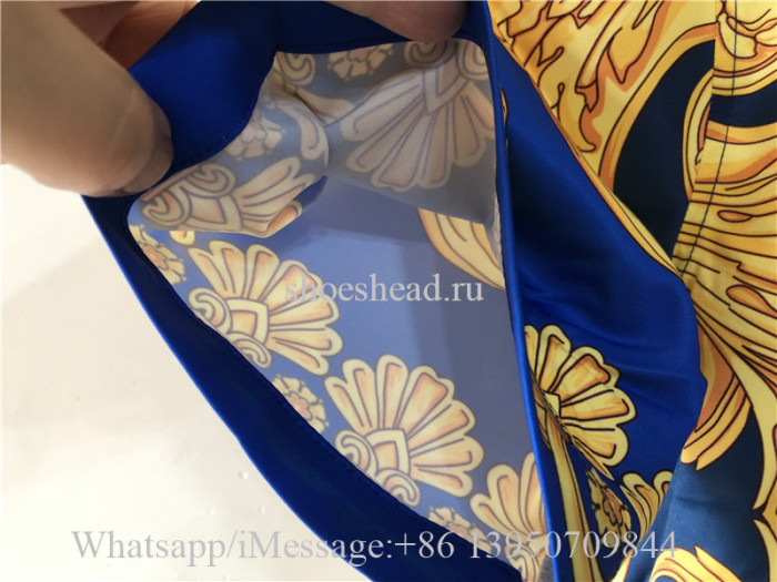 Versace Barocco Print Silk Shirt Blue Yellow