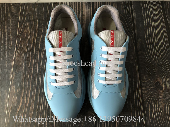 Prada America's Cup Soft Rubber And Bike Fabric Sneaker Light Blue