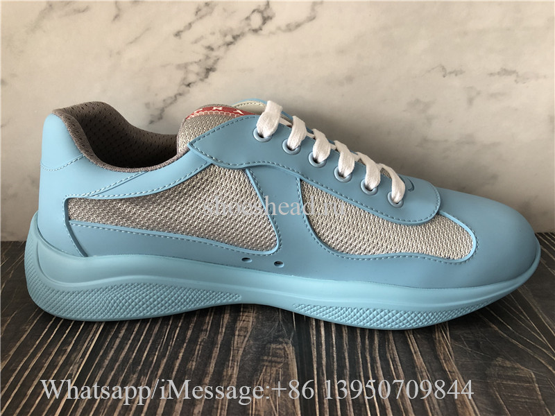 Prada America's Cup Soft Rubber And Bike Fabric Sneaker Light Blue