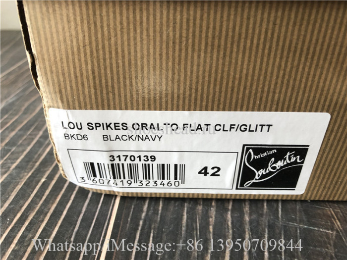 Christian Louboutin Spike Flat Low Top Sneaker Blue Suede
