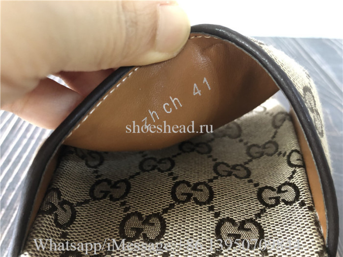 Gucci GG Supreme Canvas Slide Sandals Beige