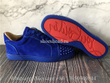 Christian Louboutin Spike Flat Low Top Sneaker Blue Suede