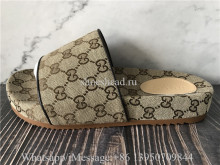 Gucci GG Supreme Canvas Slide Sandals Beige