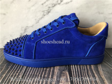 Christian Louboutin Spike Flat Low Top Sneaker Blue Suede