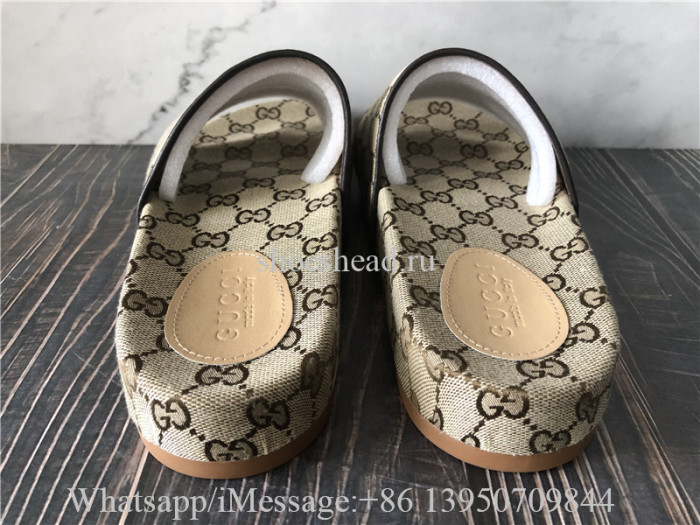 Gucci GG Supreme Canvas Slide Sandals Beige