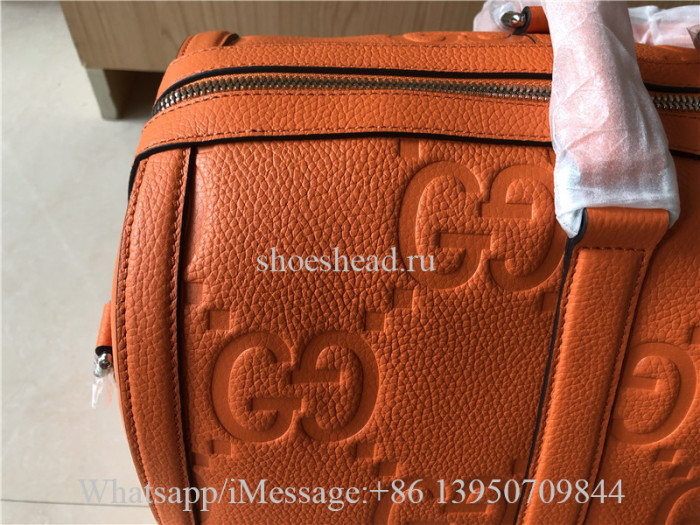 Original Gucci Jumbo GG Large Duffle Bag Orange Leather 45cm