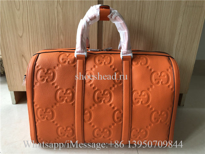 Original Gucci Jumbo GG Large Duffle Bag Orange Leather 45cm