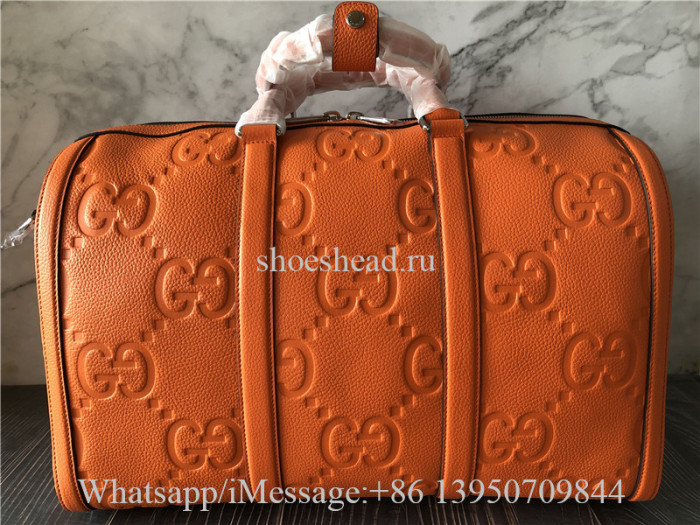 Original Gucci Jumbo GG Large Duffle Bag Orange Leather 45cm