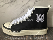 Amiri Court Logo Canvas High Top Sneakers Black White