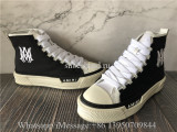 Amiri Court Logo Canvas High Top Sneakers Black White