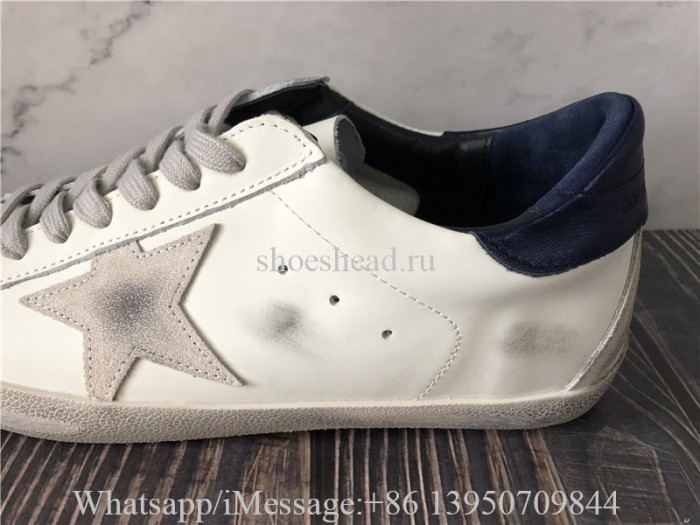 Golden Goose Super-Star With Suede Star And Blue Heel Tab