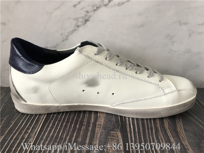 Golden Goose Super-Star With Suede Star And Blue Heel Tab