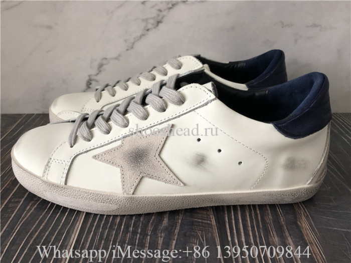Golden Goose Super-Star With Suede Star And Blue Heel Tab