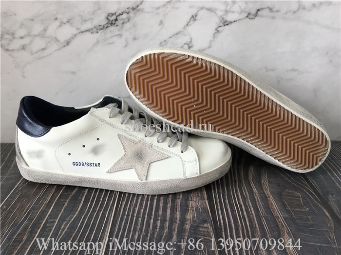 Golden Goose Super-Star With Suede Star And Blue Heel Tab