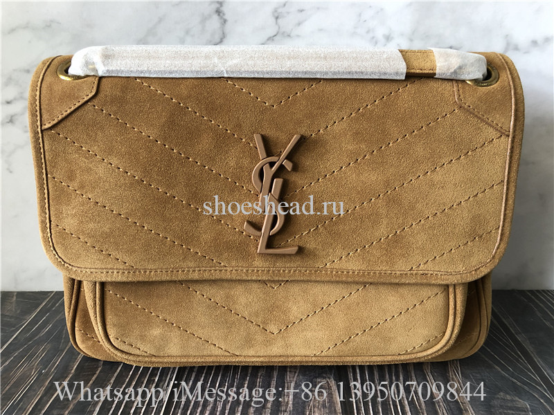 Original Saint Laurent Tan Suede Medium Niki Bag 28cm