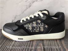 Christian Dior B27 Black Smooth Calfskin with Beige and Black Dior Oblique Jacquard Low Top Sneakers