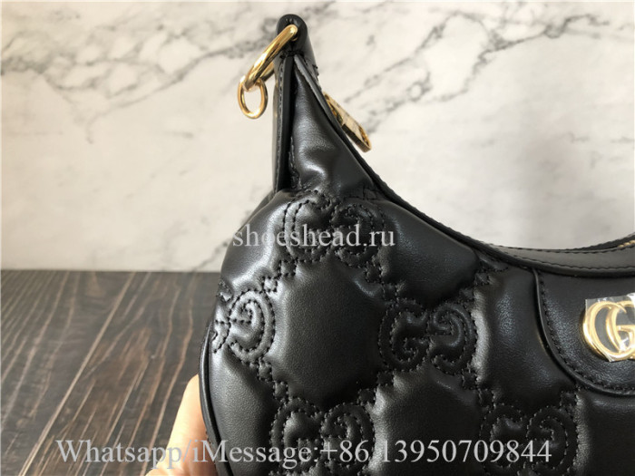 Original Gucci GG Matelasse Small Shoulder Bag Black Leather