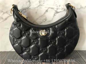 Original Gucci GG Matelasse Small Shoulder Bag Black Leather