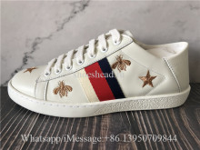 Gucci Ace Embroidered Low Top Sneaker White Bee