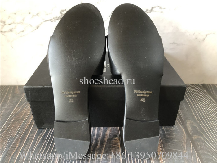 YSL Saint Laurent Black Golden Logo Slide