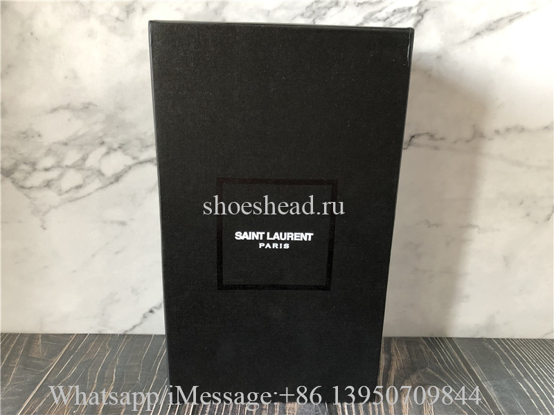 YSL Saint Laurent Black Golden Logo Slide