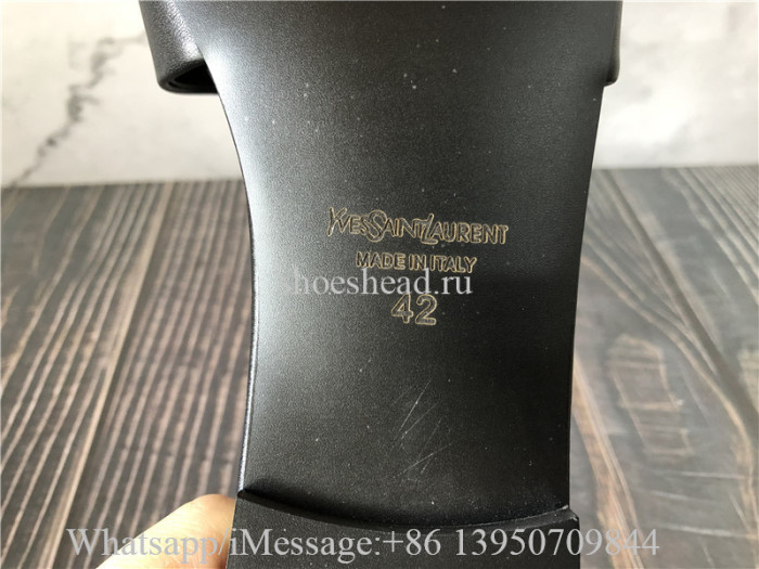 YSL Saint Laurent Black Golden Logo Slide